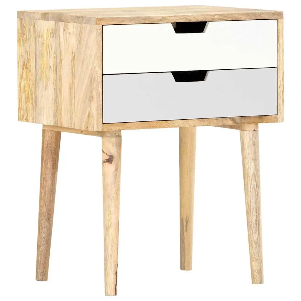 Bedside Cabinet 47x35x59cm Solid Mango Wood Nightstand with 2 Drawers Bedroom