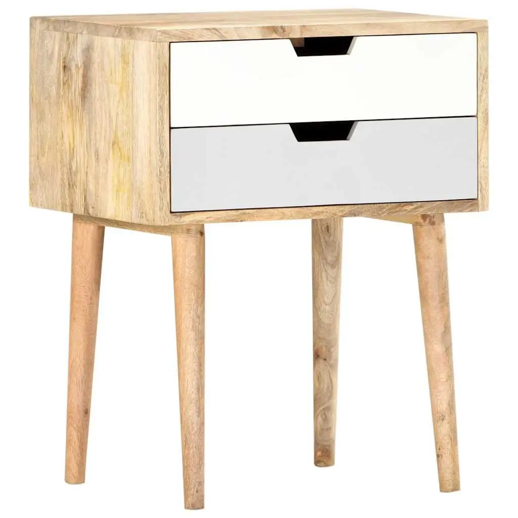 Bedside Cabinet 47x35x59cm Solid Mango Wood Nightstand with 2 Drawers Bedroom