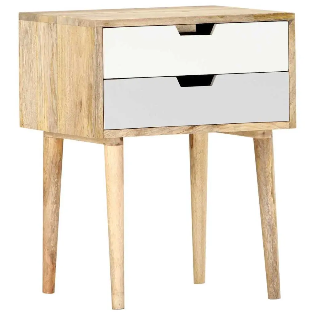 Bedside Cabinet 47x35x59cm Solid Mango Wood Nightstand with 2 Drawers Bedroom