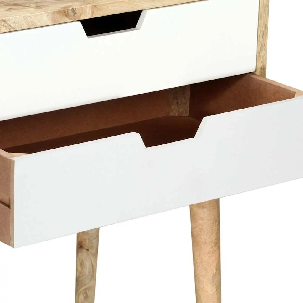 Bedside Cabinet 47x35x59cm Solid Mango Wood Nightstand with 2 Drawers Bedroom