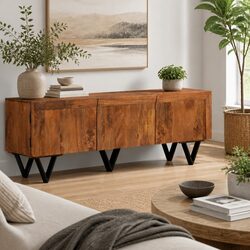 Solid Mango Wood TV Cabinet 140x30x46 cm for Living Room