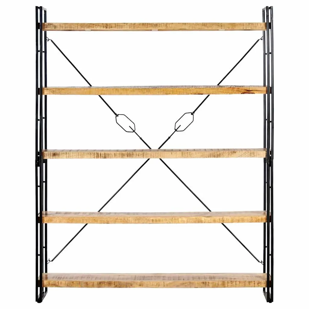 5-Tier Bookcase Industrial 140x30x180 cm Solid Mango Wood Shelving Unit