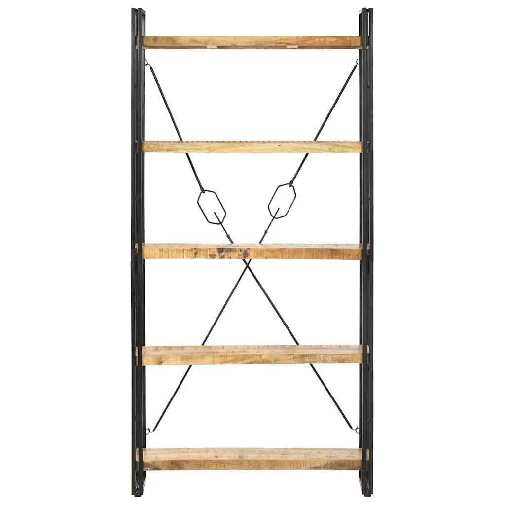 5-Tier Mango Wood Bookcase 90x30x180 cm for Home Storage