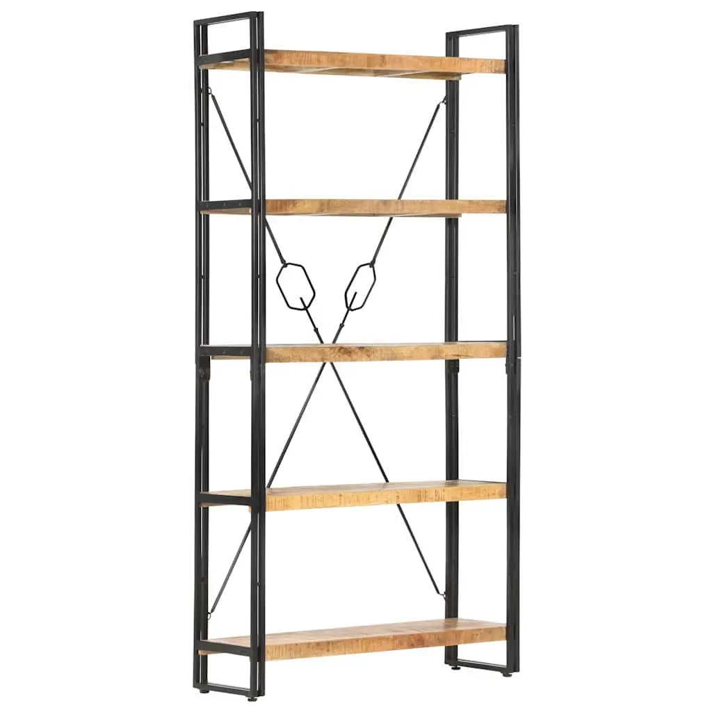 5-Tier Mango Wood Bookcase 90x30x180 cm for Home Storage