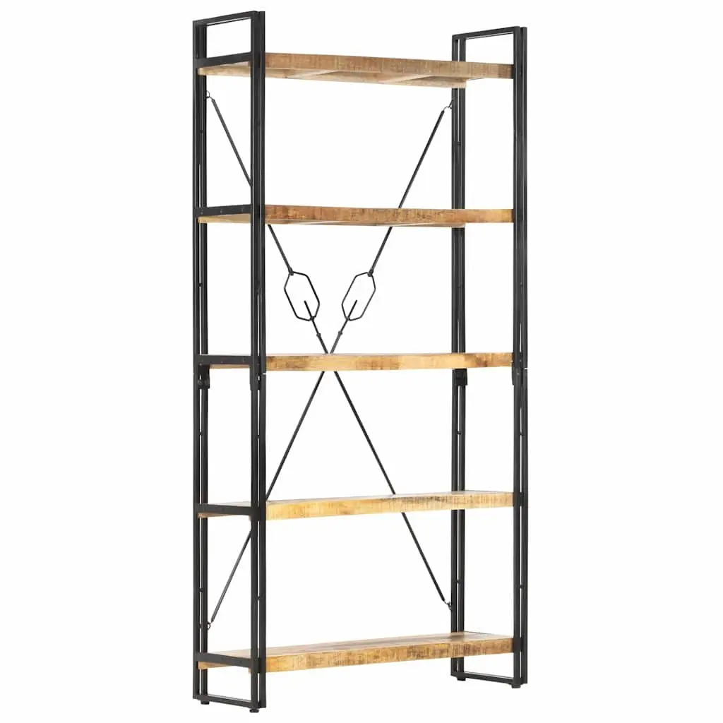 5-Tier Mango Wood Bookcase 90x30x180 cm for Home Storage