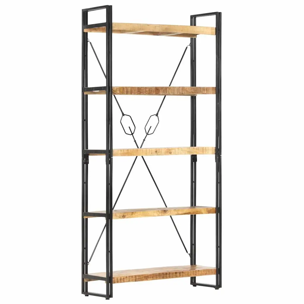 5-Tier Mango Wood Bookcase 90x30x180 cm for Home Storage