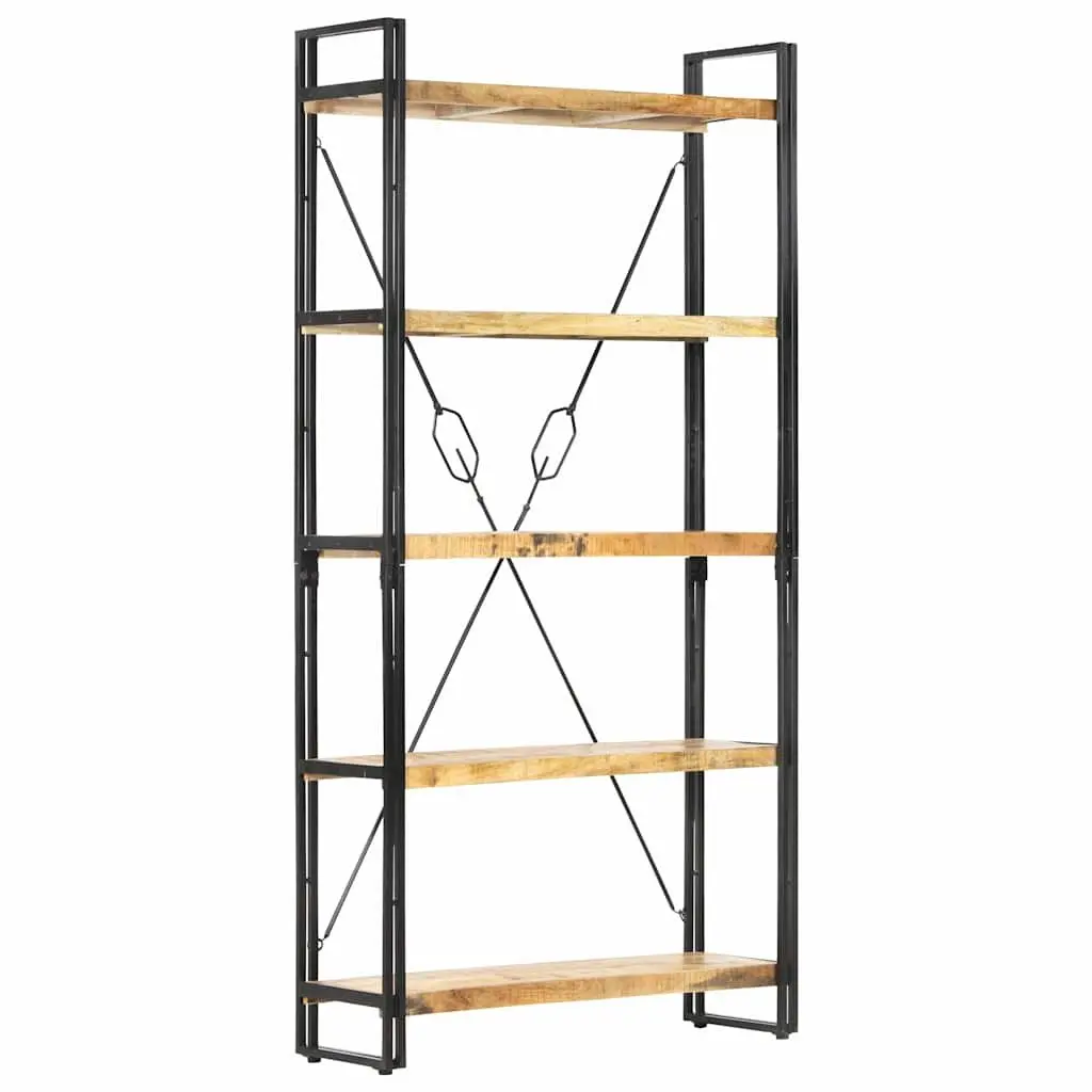 5-Tier Mango Wood Bookcase 90x30x180 cm for Home Storage