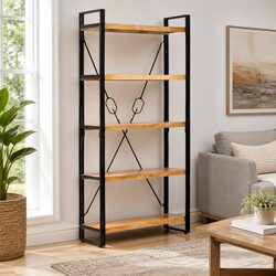 5-Tier Wooden Bookcase 90x30x180cm Natural Acacia Design
