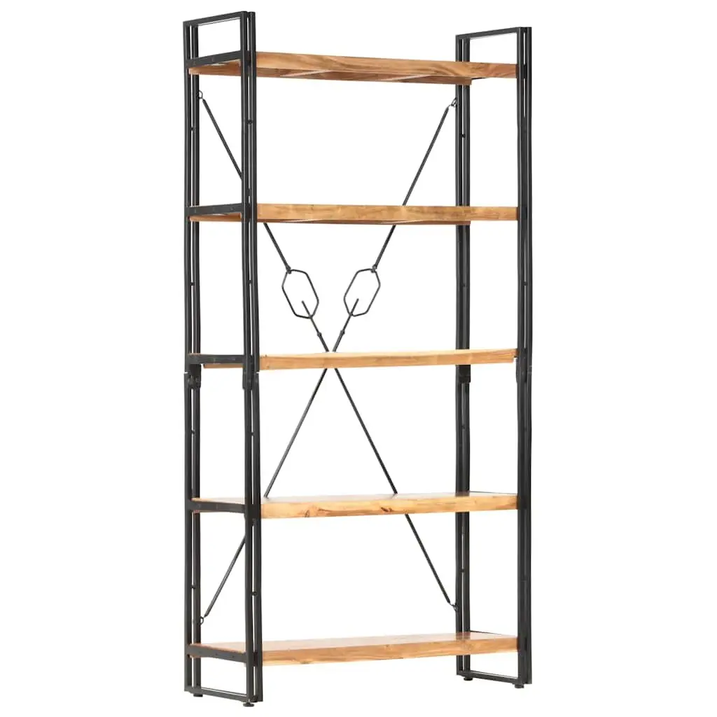 5-Tier Wooden Bookcase 90x30x180cm Industrial Standing Shelf Storage Display