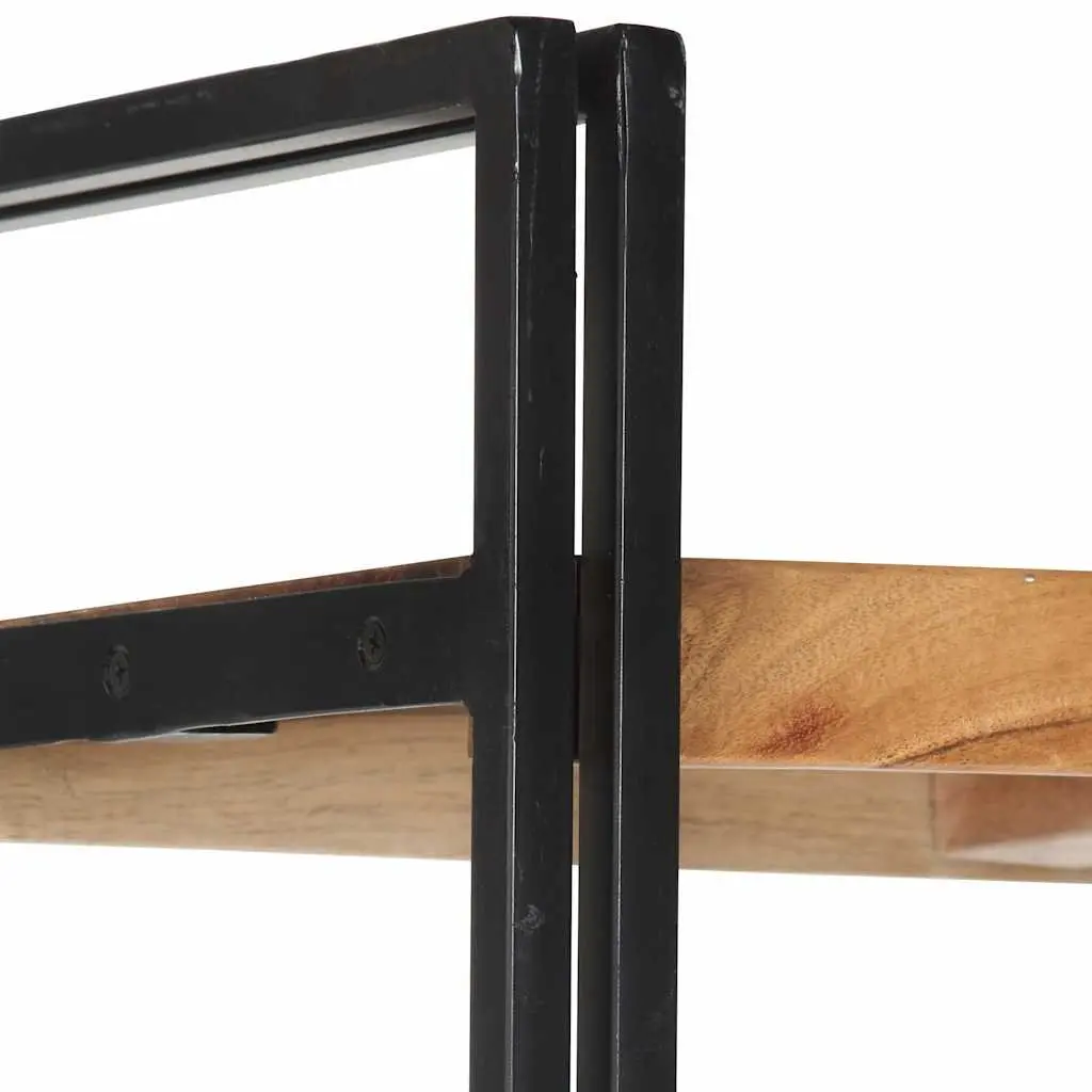 5-Tier Bookcase in Solid Acacia Wood and Steel Frame