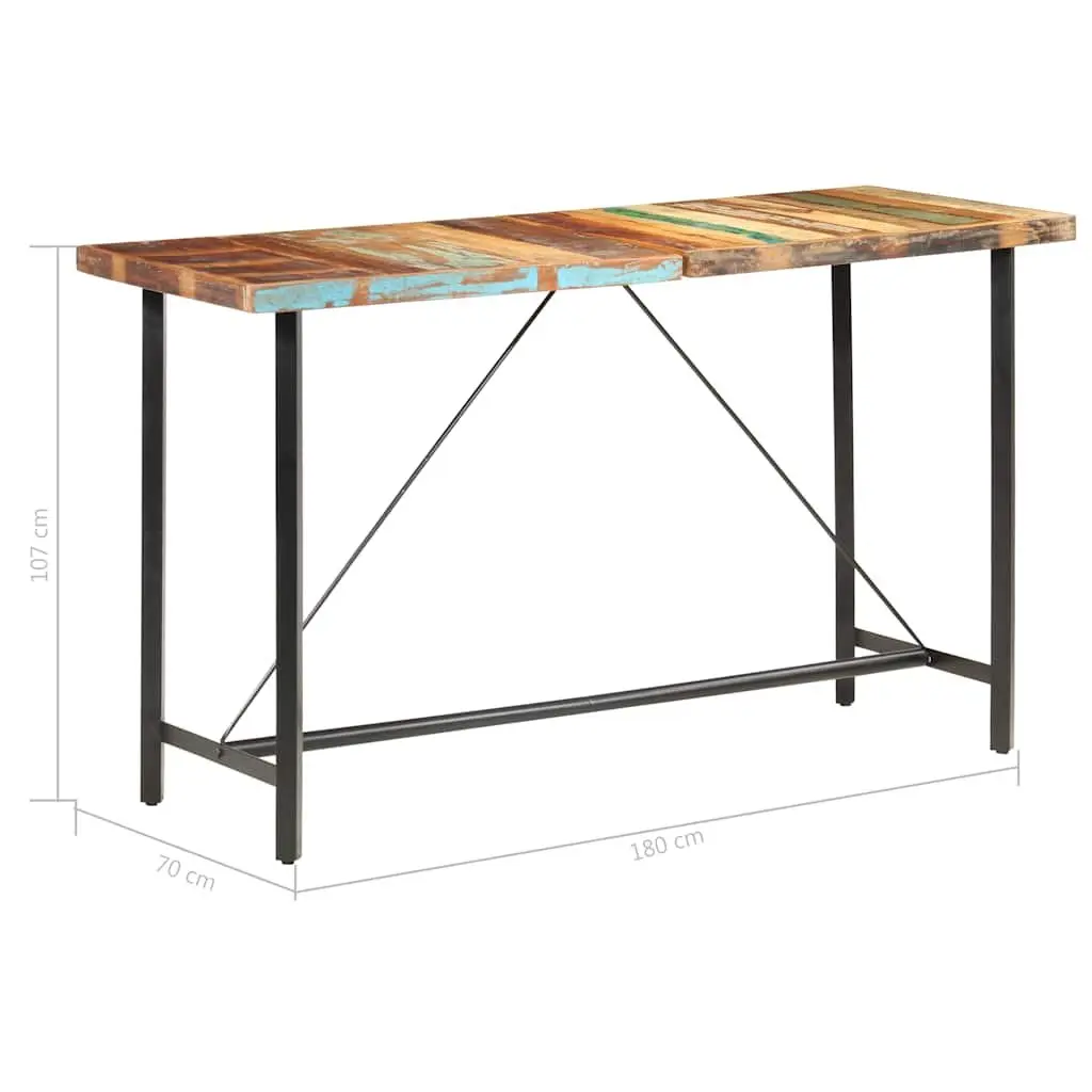 Bar Table Industrial 180x70x107 cm Solid Reclaimed Wood