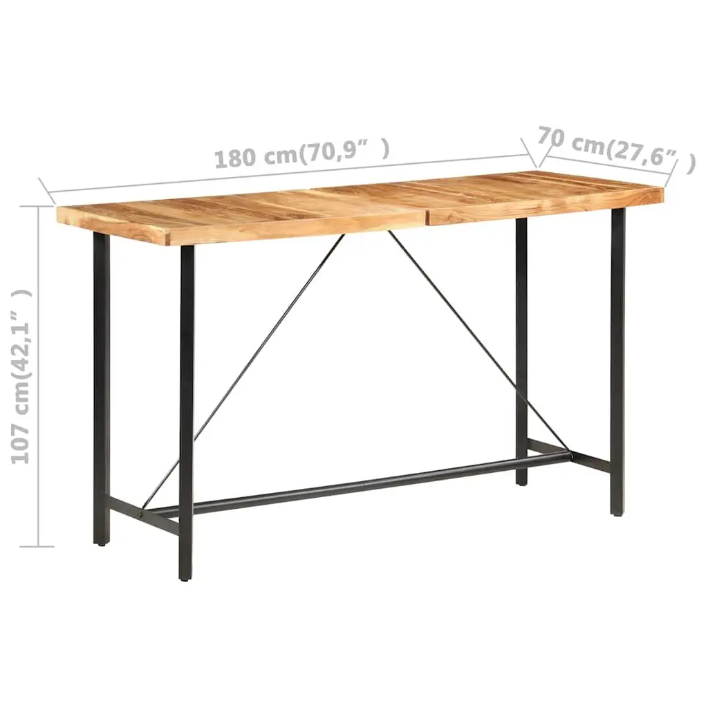 Bar Table Industrial Style 180x70x107 cm Solid Acacia Wood Steel Legs