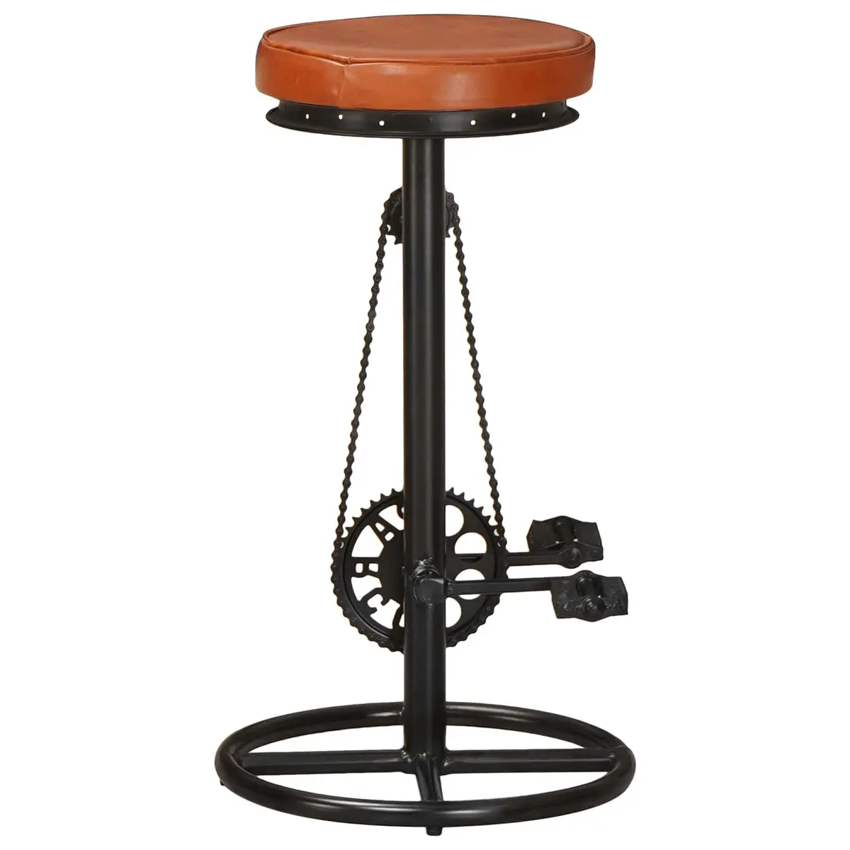Bar Stools 2 pcs Brown Goat Leather Bicycle Pedal Footrest Industrial Design