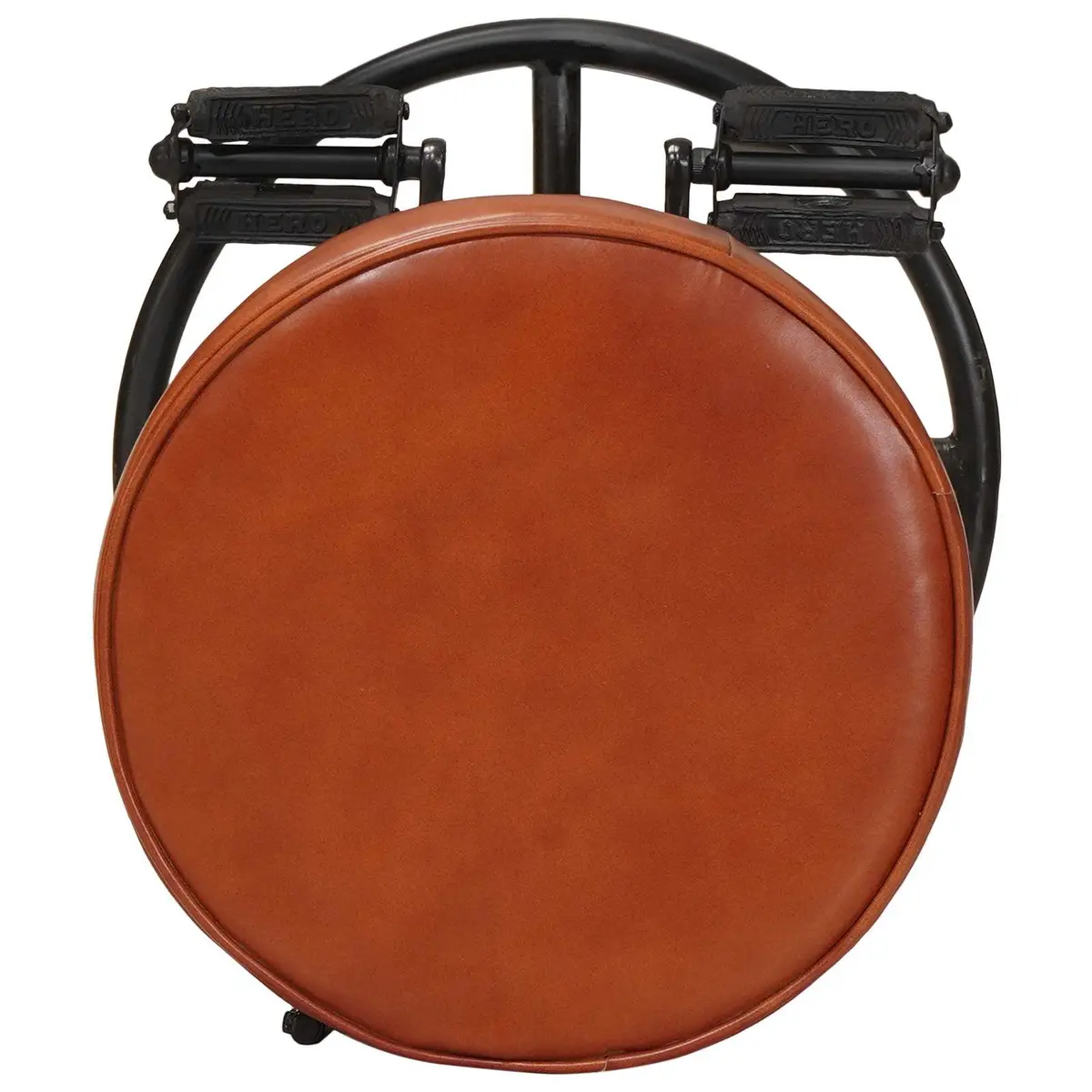 Bar Stools 2 pcs Brown Goat Leather Bicycle Pedal Footrest Industrial Design