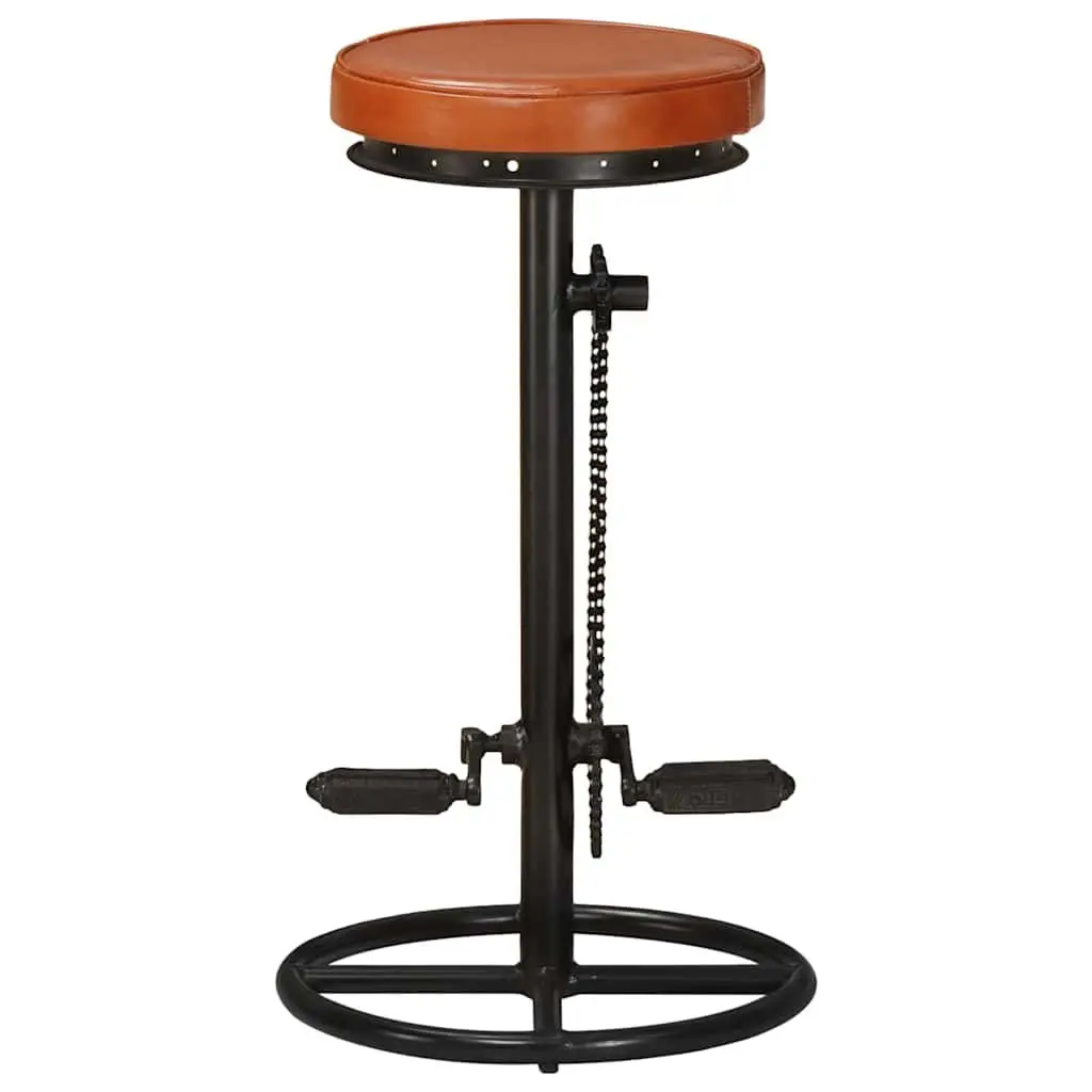 Bar Stools 2 pcs Brown Goat Leather Bicycle Pedal Footrest Industrial Design