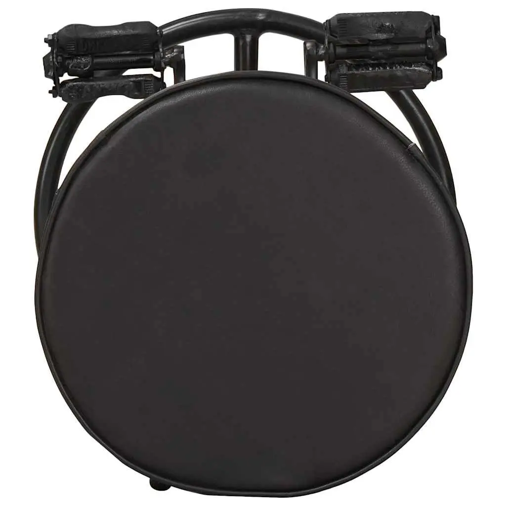 Bar Stools 2 pcs Black Leather Bicycle Pedal Footrest Industrial Design Seating