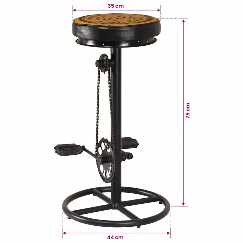 Bar Stools with Bicycle Pedal Footrest 2 pcs Real Leather Upholstered Seating