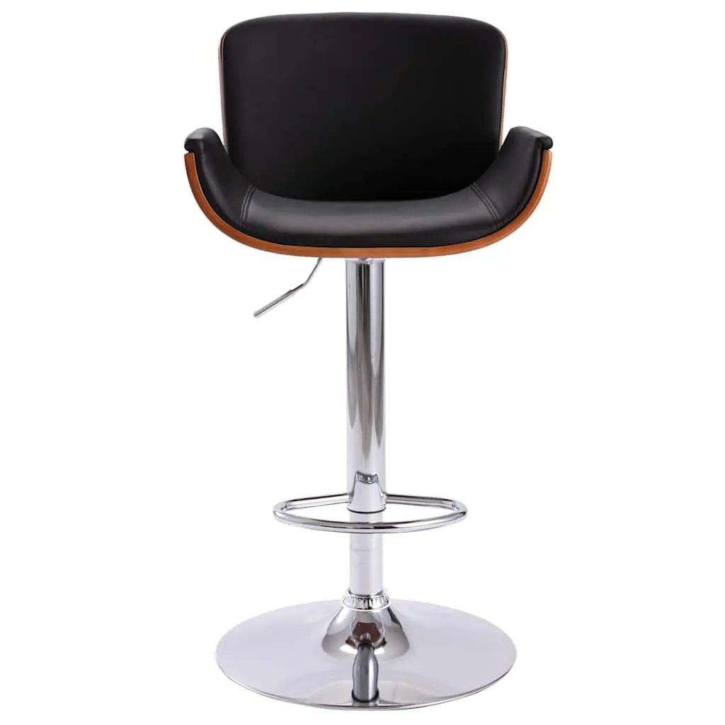 Bar Stool Black Faux Leather Padded Seat Gas Lift Height Adjustable Footrest