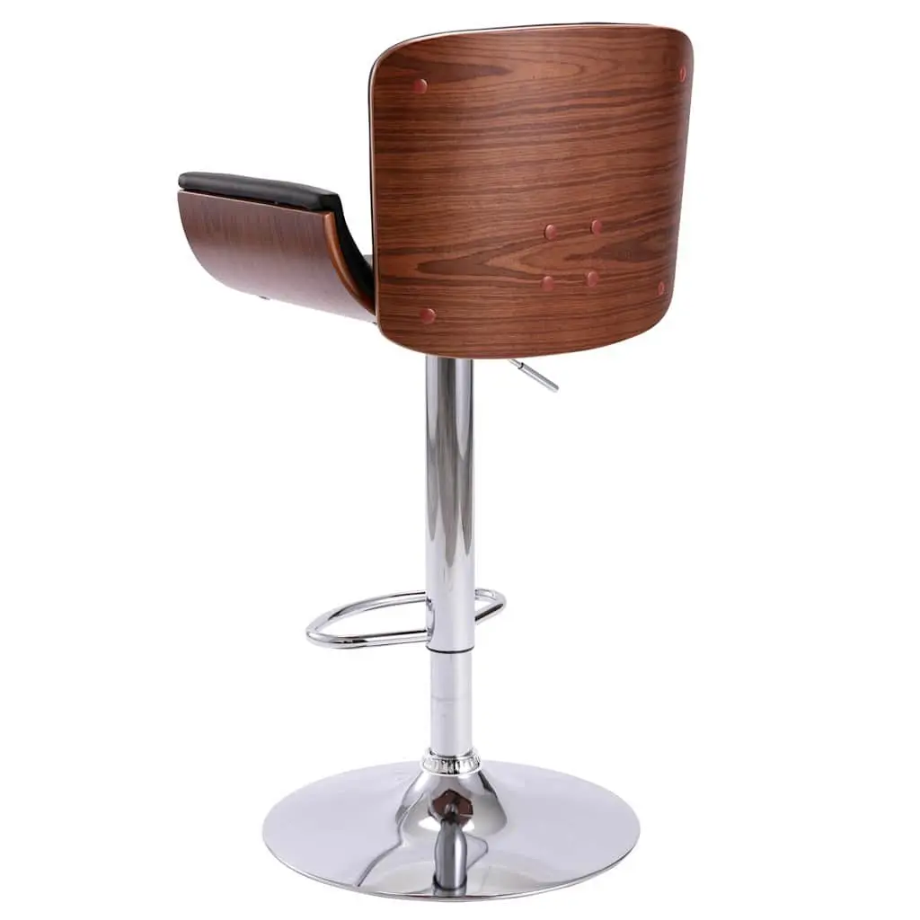 Bar Stool Black Faux Leather Padded Seat Gas Lift Height Adjustable Footrest