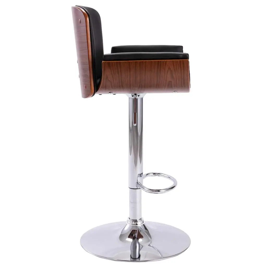 Bar Stool Black Faux Leather Padded Seat Gas Lift Height Adjustable Footrest