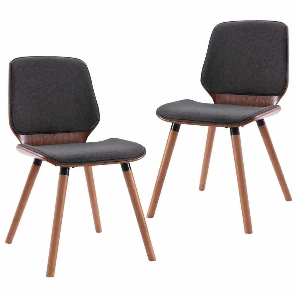 Set of 2 Grey Fabric Upholstered Dining Chairs