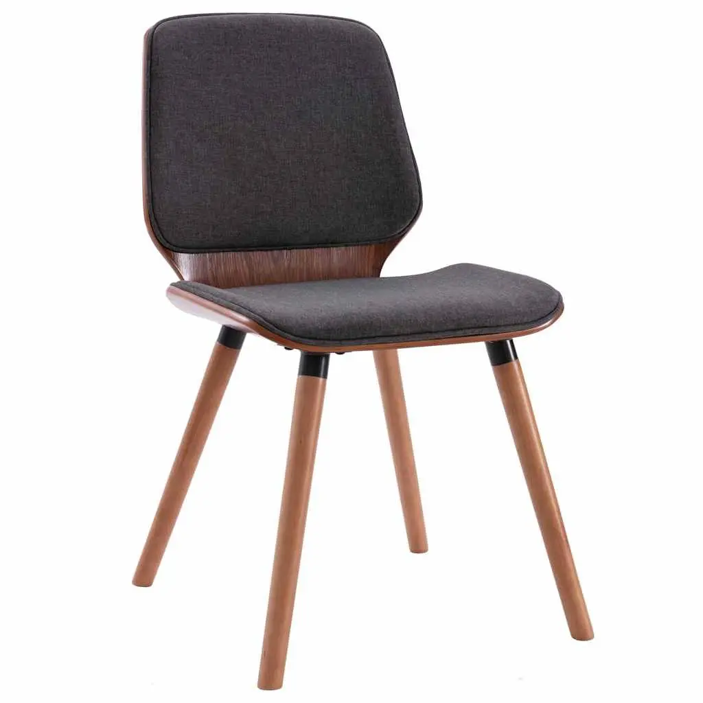 Set of 2 Grey Fabric Upholstered Dining Chairs
