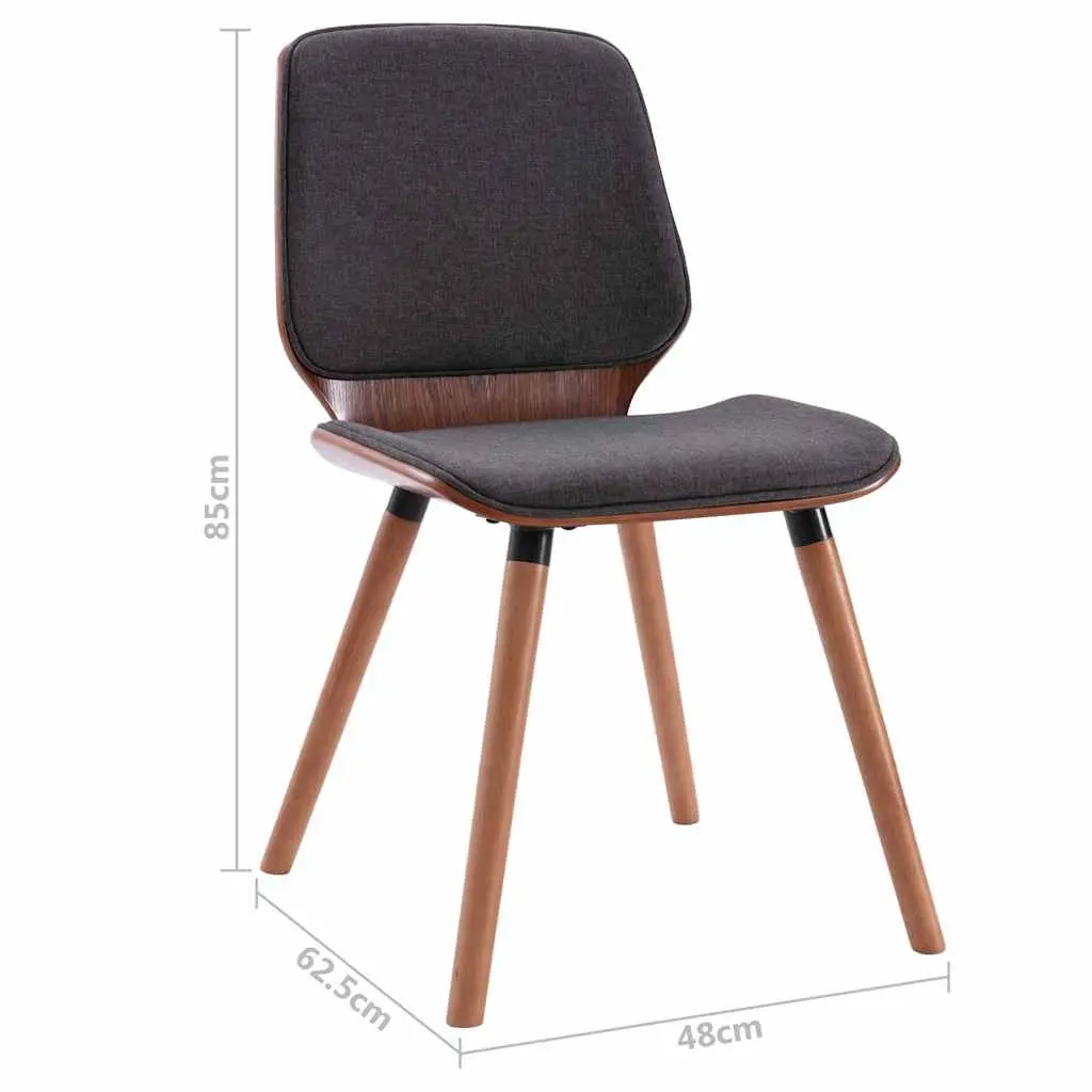 Set of 2 Grey Fabric Upholstered Dining Chairs