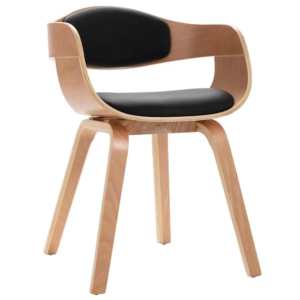 Dining Chairs Bent Wood Frame Faux Leather Seat Set of 2