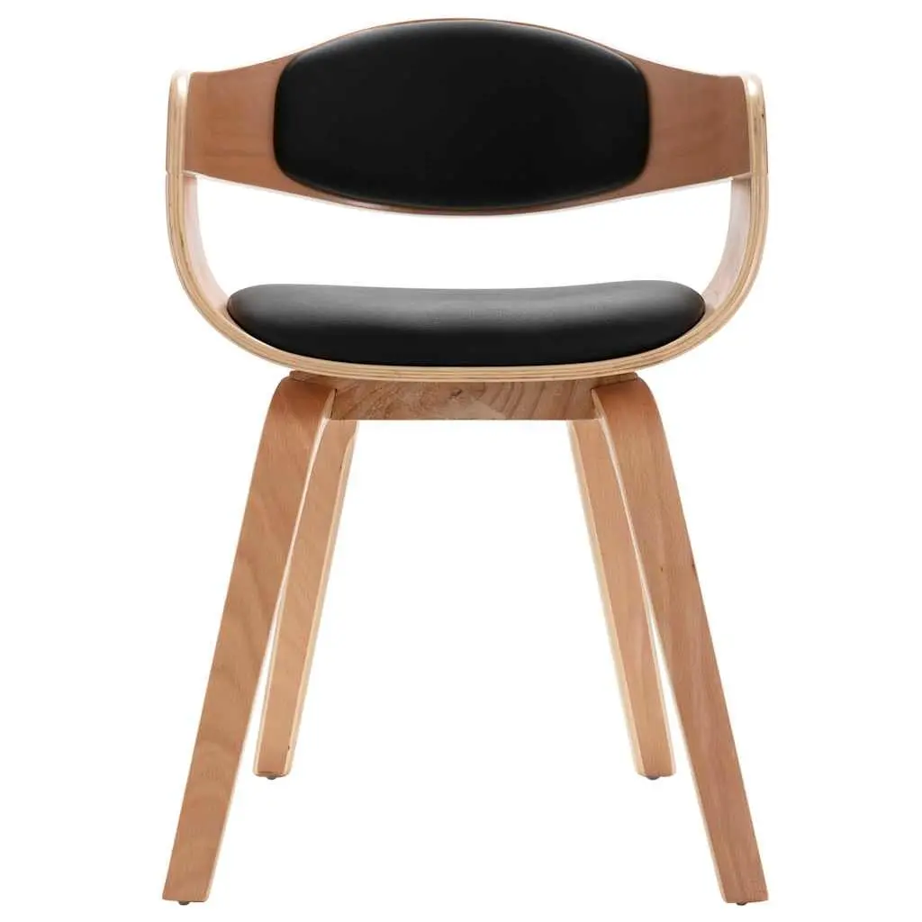 Dining Chairs Bent Wood Frame Faux Leather Seat Set of 2