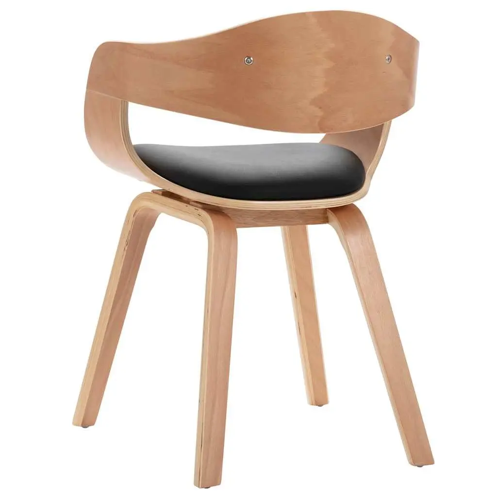 Dining Chairs Bent Wood Frame Faux Leather Seat Set of 2