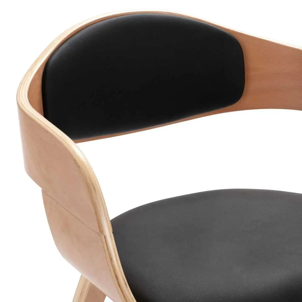 Dining Chairs Bent Wood Frame Faux Leather Seat Set of 2