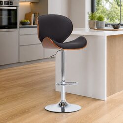 Comfortable Black Faux Leather Bar Stool with Footrest