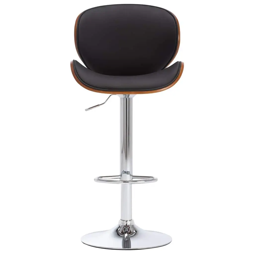 Black Faux Leather Bar Stool with Footrest
