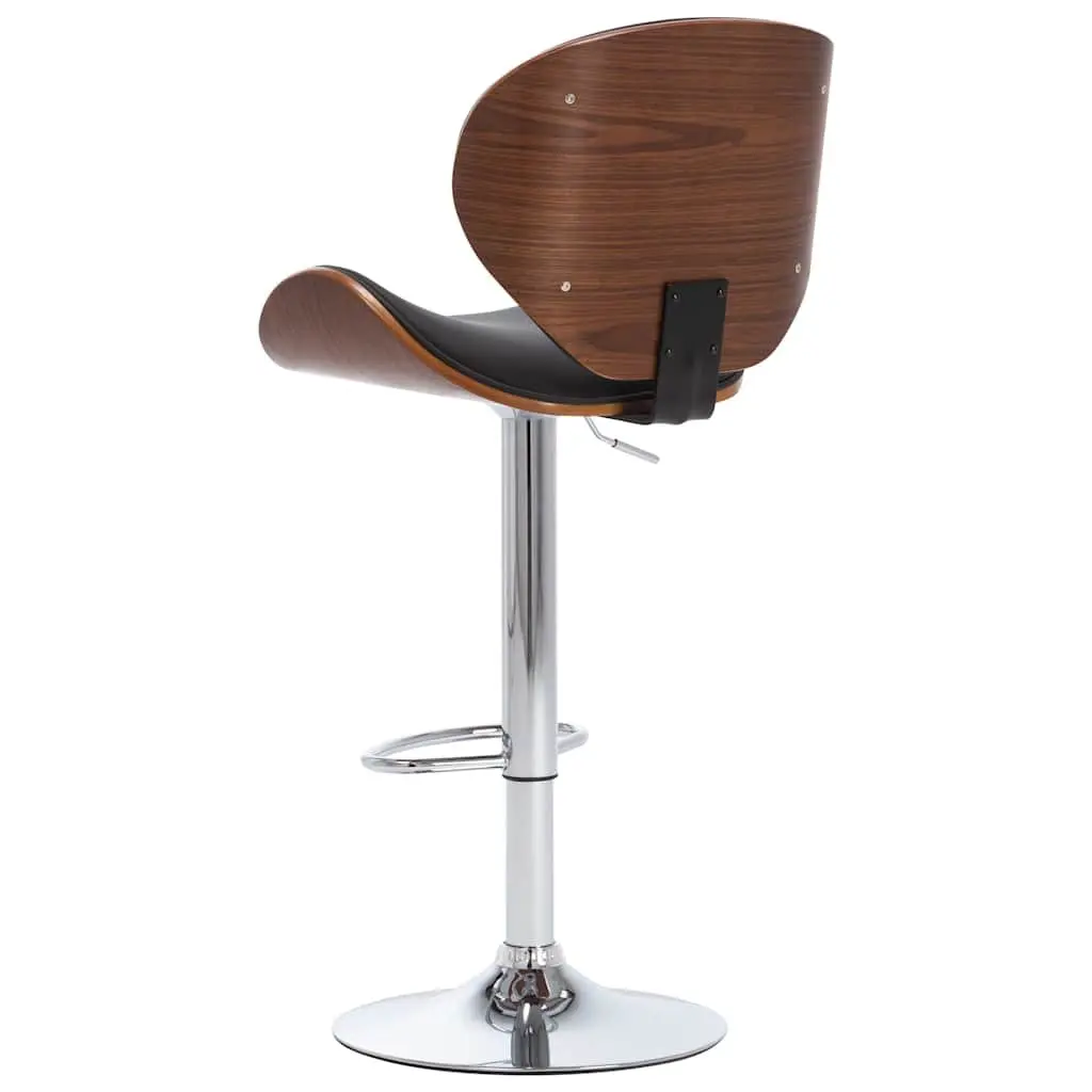 Black Faux Leather Bar Stool with Footrest