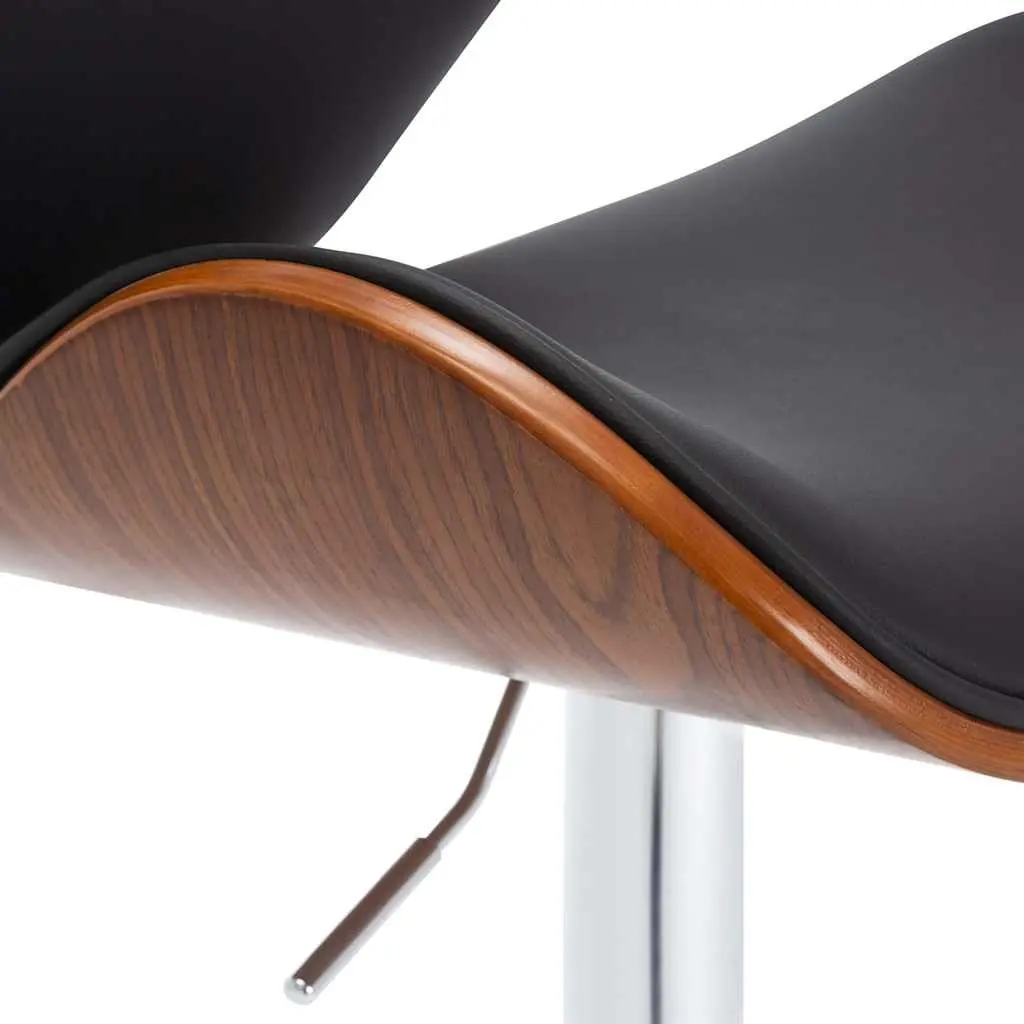 Black Faux Leather Bar Stool with Footrest