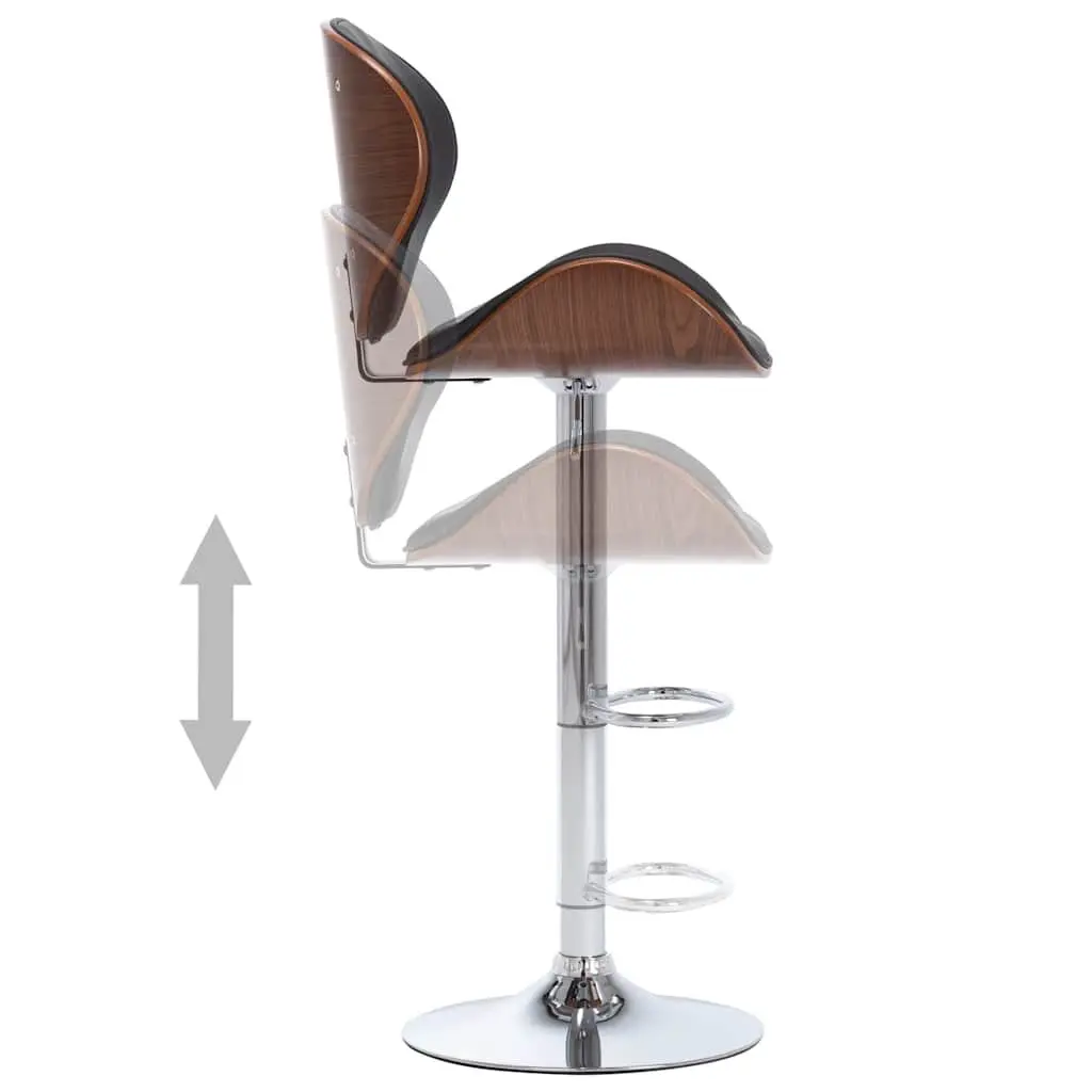 Black Faux Leather Bar Stool with Footrest