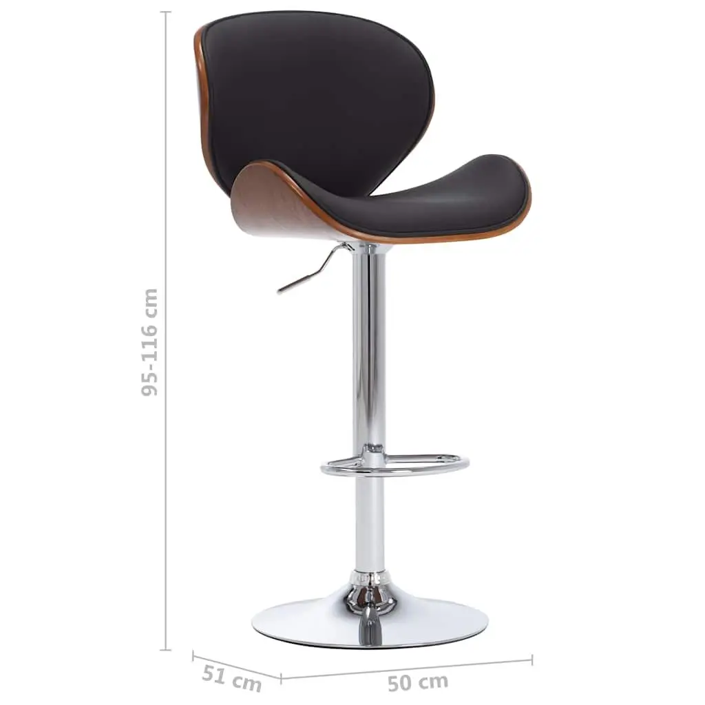 Black Faux Leather Bar Stool with Footrest