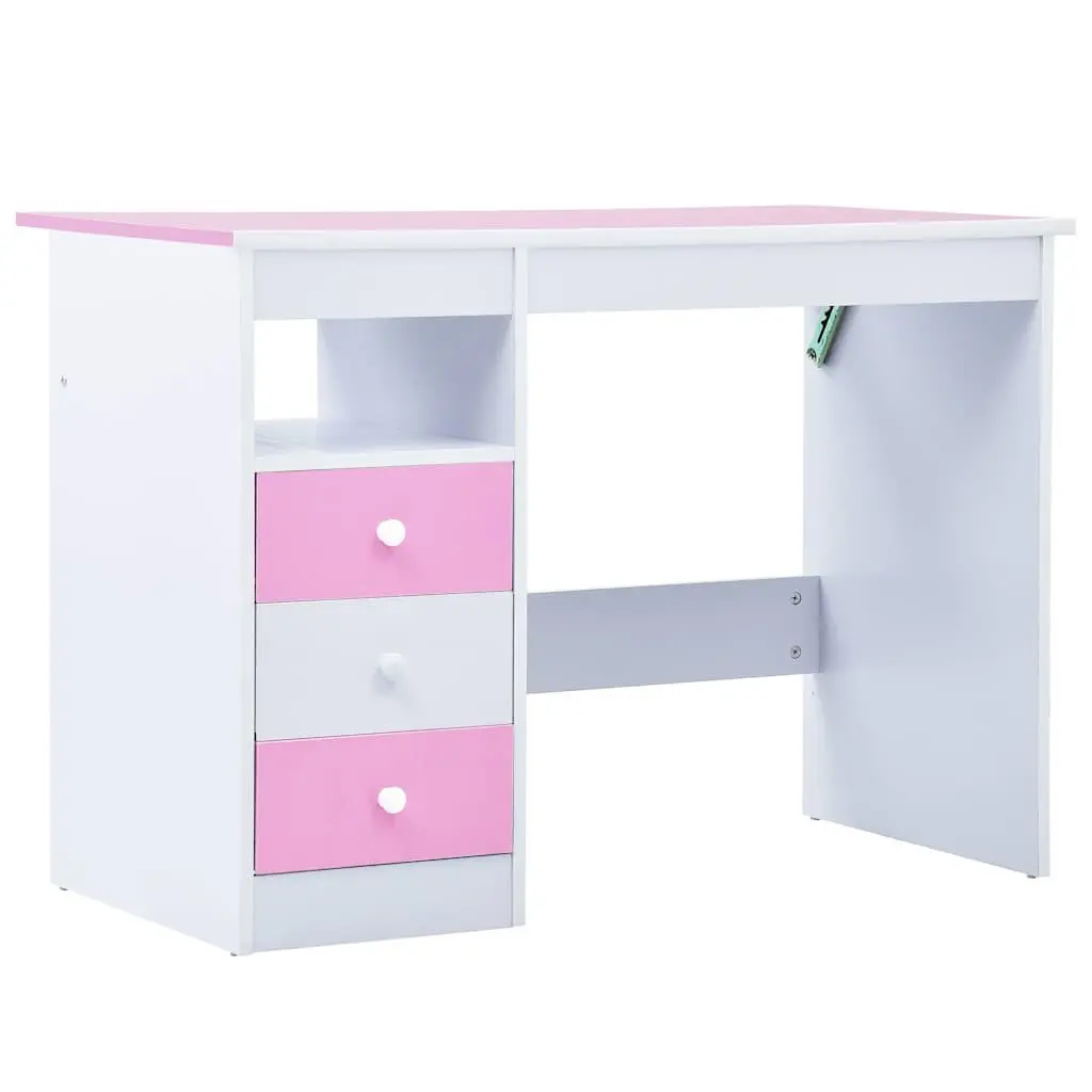 Kids' Art Study Desk with Tiltable Pink and White Top