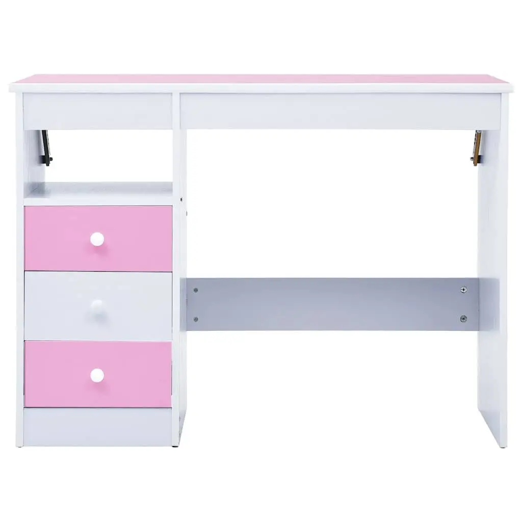 Kids' Art Study Desk with Tiltable Pink and White Top