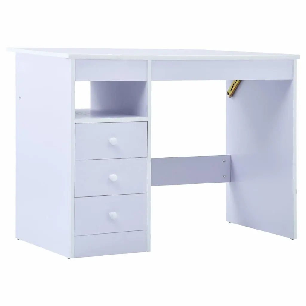 Children's White Drafting Table with Storage and Tiltable Top