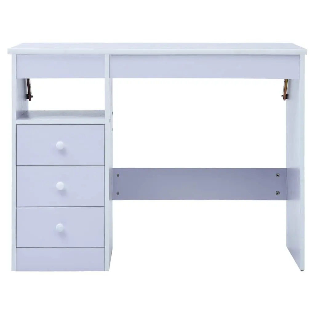 Children's White Drafting Table with Storage and Tiltable Top