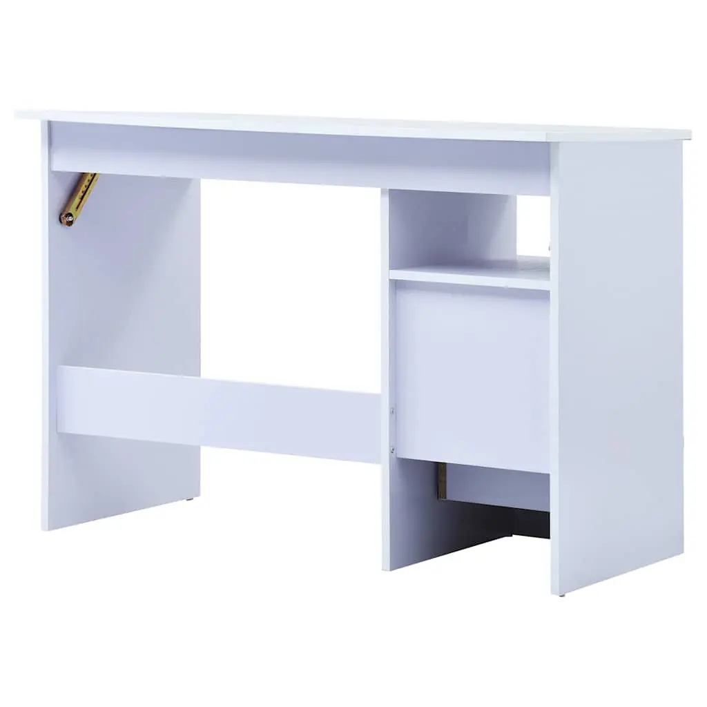 Children's White Drafting Table with Storage and Tiltable Top