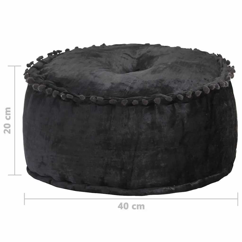 Pouffe Ottoman Round Anthracite Velvet 40x20 cm Footrest Seat Stool