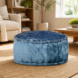 Round Velvet Pouffe for Living Room and Bedroom 40x20cm