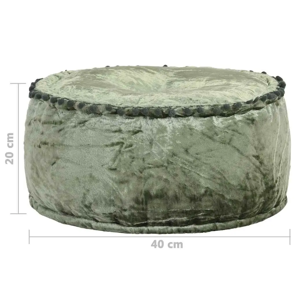 Round Velvet Pouffe Ottoman Footrest 40x20cm Green