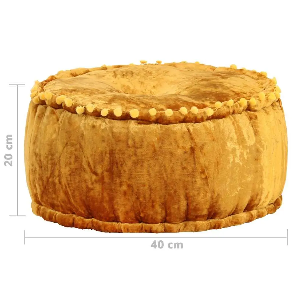 Round Velvet Pouffe Ottoman Footrest Seat 40x20cm Mustard Yellow