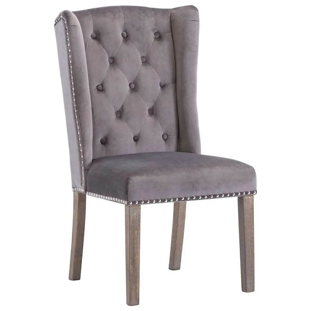 Velvet Upholstered Dining Chair with Button Backrest