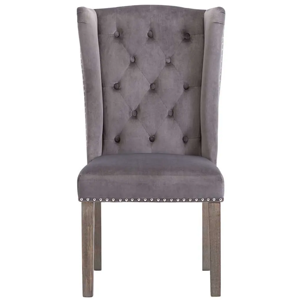 Velvet Upholstered Dining Chair with Button Backrest