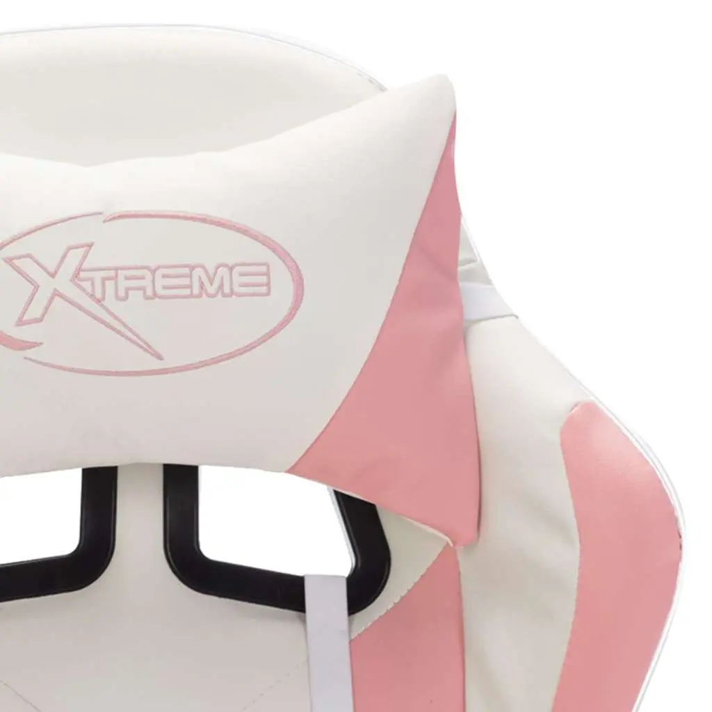Racing Chair Gaming Office Desk Seat Pink Faux Leather Reclining Height Adjustable with RGB LED Lights and Footrest