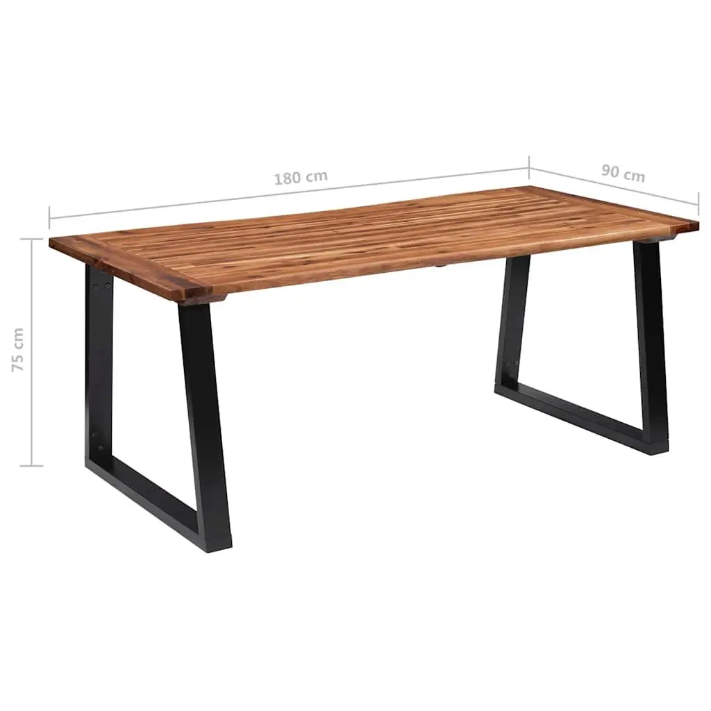 Dining Table Industrial Style 180x90cm Solid Acacia Wood Metal Legs